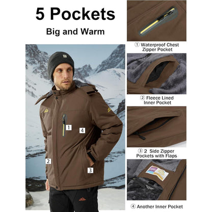 Herren Fleecejacke Winter Warm Gefüttert Winddicht Wasserdicht Jacke 3XL