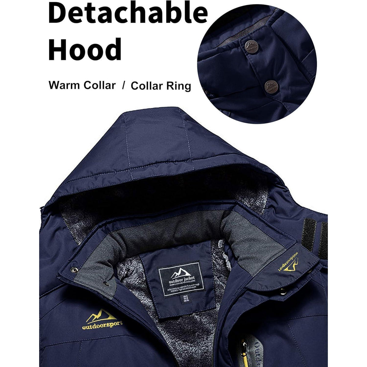 Herren Fleecejacke Winter Warm Gefüttert Skijacke Dunkelblau XL