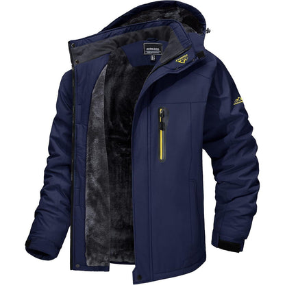 Herren Winterjacke Fleece gefüttert winddicht wasserdicht Dunkelblau 3XL