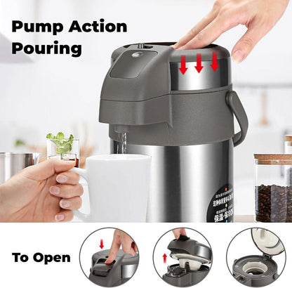 3,0 Liter Pumpkannen Edelstahl Kaffeespender Vakuum Isolierkanne