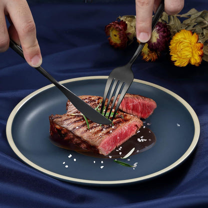 Besteckset 30 Teile für 6 Personen, Edelstahl Schwarz Matt, Spülmaschinenfest