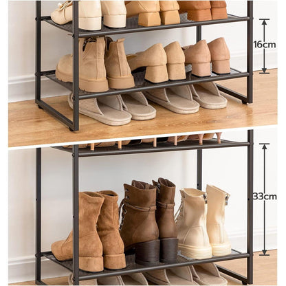 HOOBRO Schuhregal 8-stöckig Dunkelbraun-Schwarz 21-28 Paar