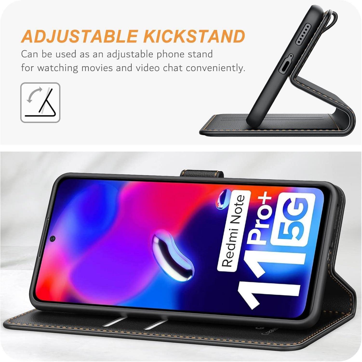 Handyhülle Xiaomi Redmi Note 11 Pro Plus+ 5G Leder Wallet Case Schwarz