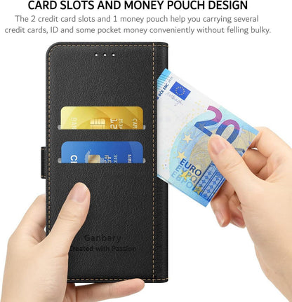 Leder Handyhülle mit Kartenfächern und Standfunktion für Oppo A54s A16