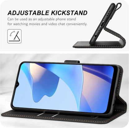 Ganbary Oppo A54s/A16/A16s Handyhülle Schwarz Leder Flipcase Standfunktion