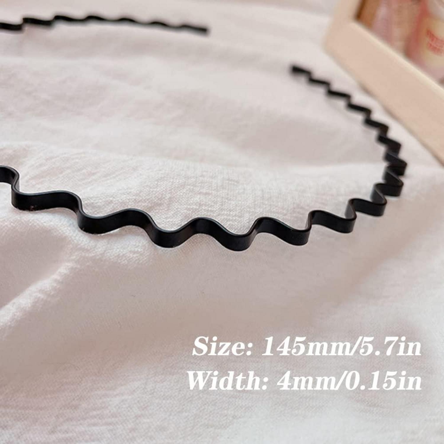 2er Set Metall Haarbänder Welle Stirnband Schwarz Elastisch