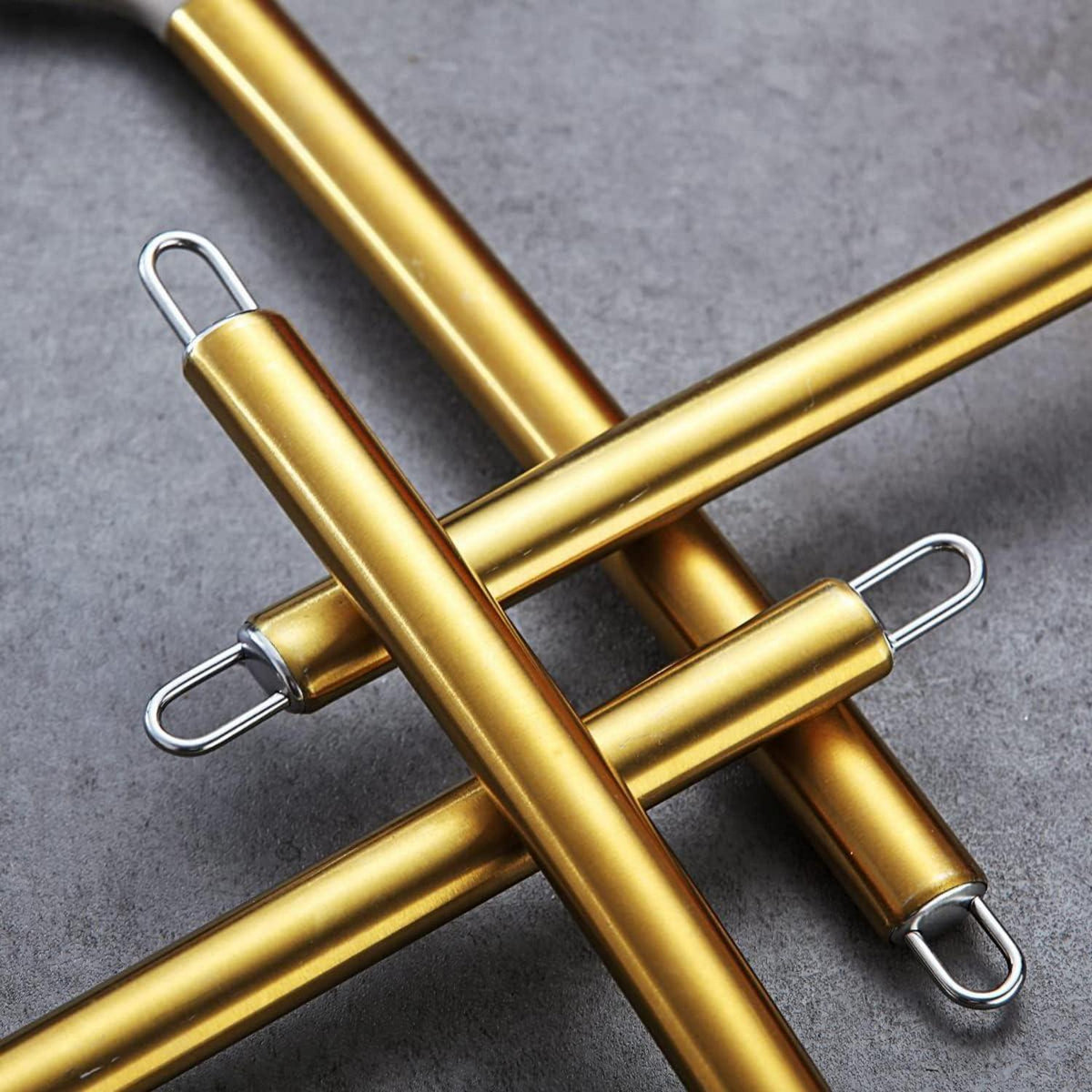 38-teiliges Gold Silikon Kochgeschirr Set mit Edelstahl