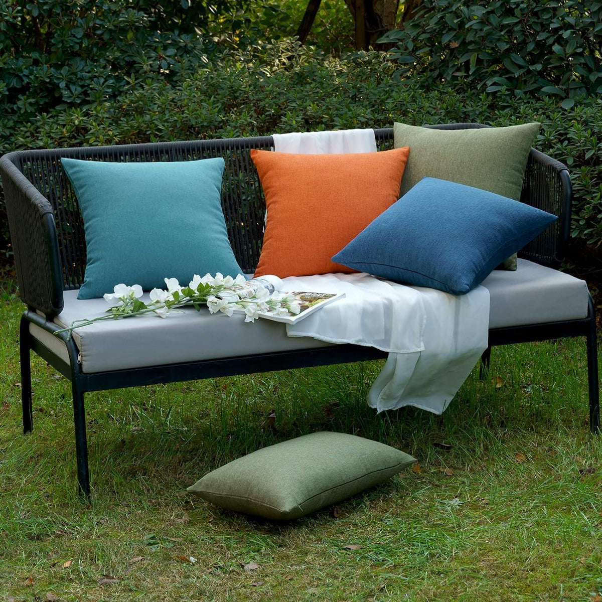 Kissenbezug Outdoor Wasserdicht Dekokissen 2er Set 50x50 cm Navy Blau