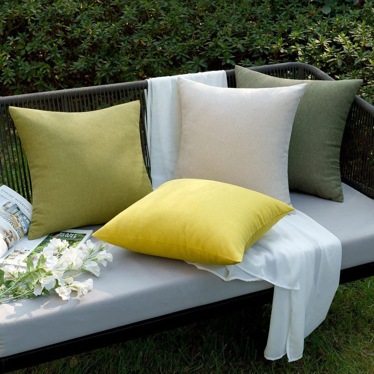 Wasserdichter Kissenbezug Outdoor Dekokissen 30x50 cm Gelb 2er Set