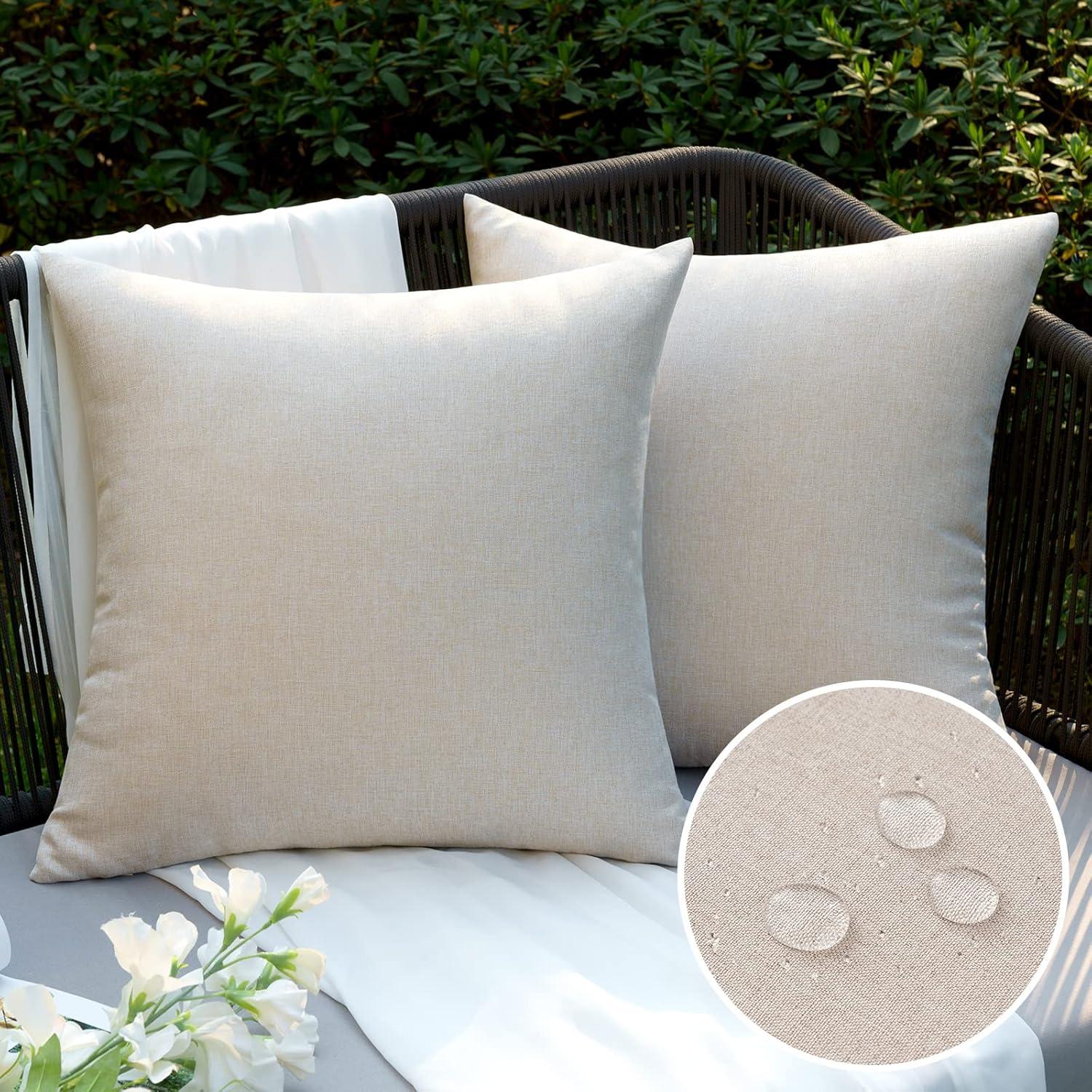 Wasserdichter Outdoor Kissenbezug Set Deko 40x40 cm Beige