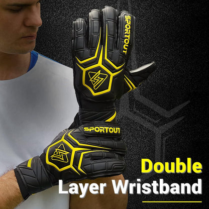 Sportout Torwarthandschuhe Fingersave 4mm Latex Schwarz-Gelb Jugendliche 7