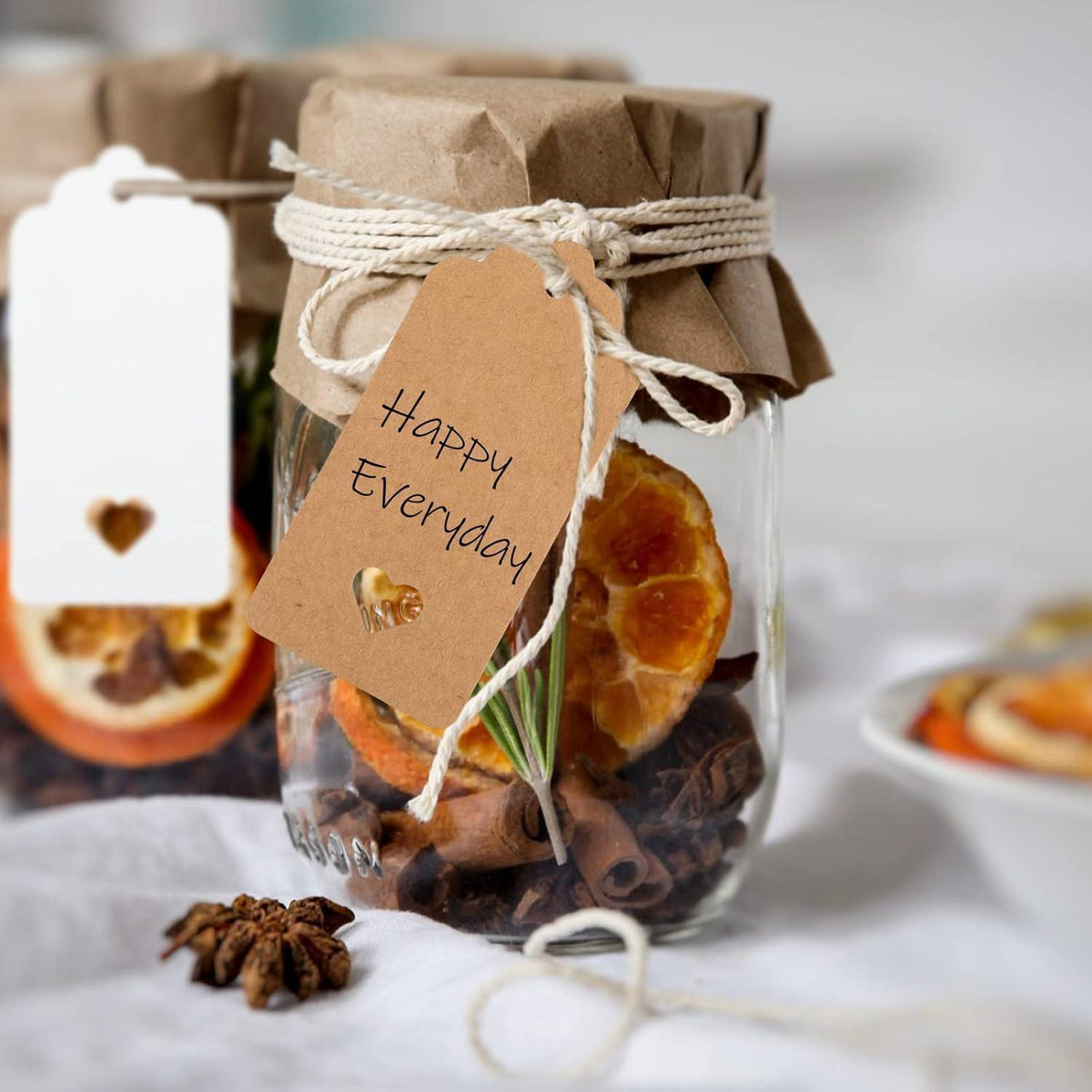 200 Geschenkanhänger Hochzeit Kraftpapier mit Juteband