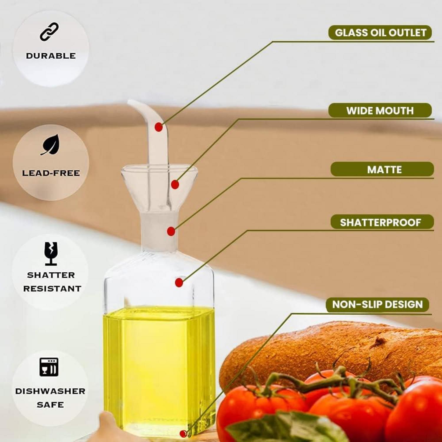 Bugucat 2er-Pack Ölflasche 250ml Glasflasche Spender Salat BBQ