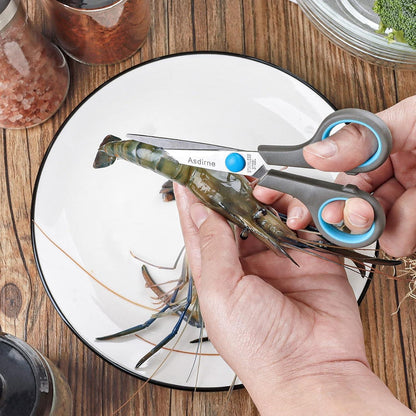 Küchenschere Set mit scharfen Edelstahlklingen, 5-teilig, Blau/Grau