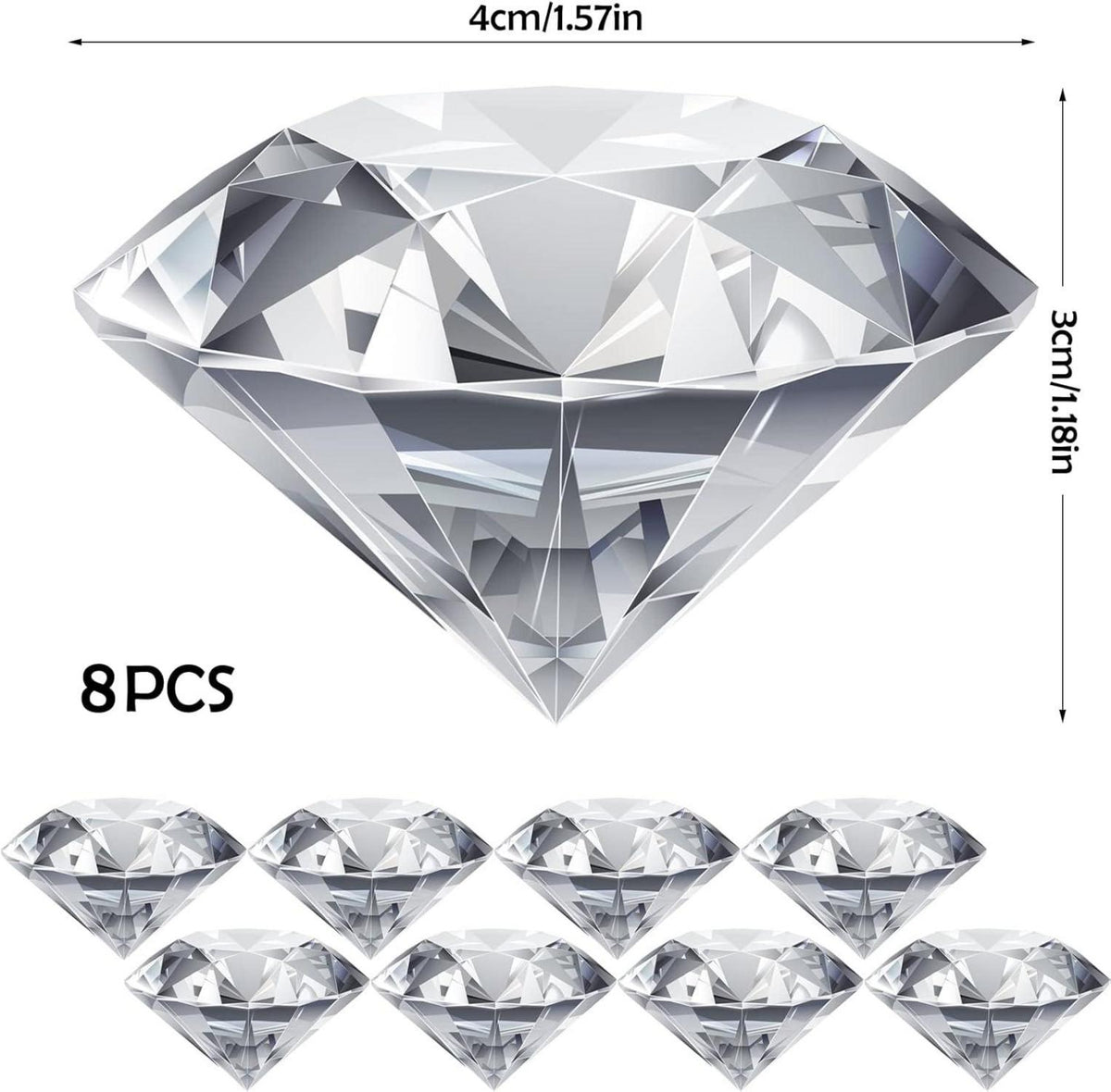 Kristall Diamant 8 Stück 40mm Deko Hochzeit Party Wohnkultur