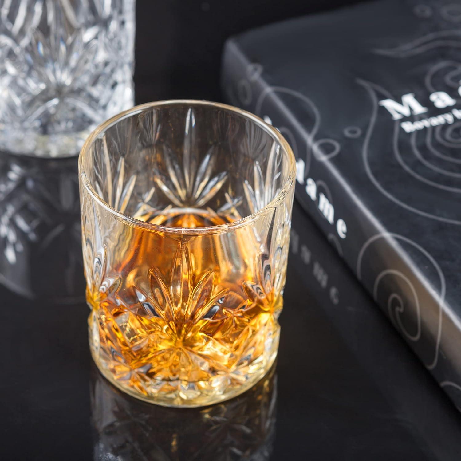 Whisky Gläser Set, Bleifrei Kristallglas, 300 ml, 4-teilig, Geschenkideen für Freund, Papa