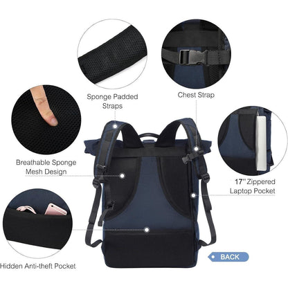 Rolltop Rucksack 17 Zoll Laptoprucksack Wasserdicht mit