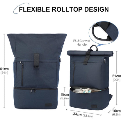 Rolltop Rucksack 17 Zoll Laptoprucksack Wasserdicht mit