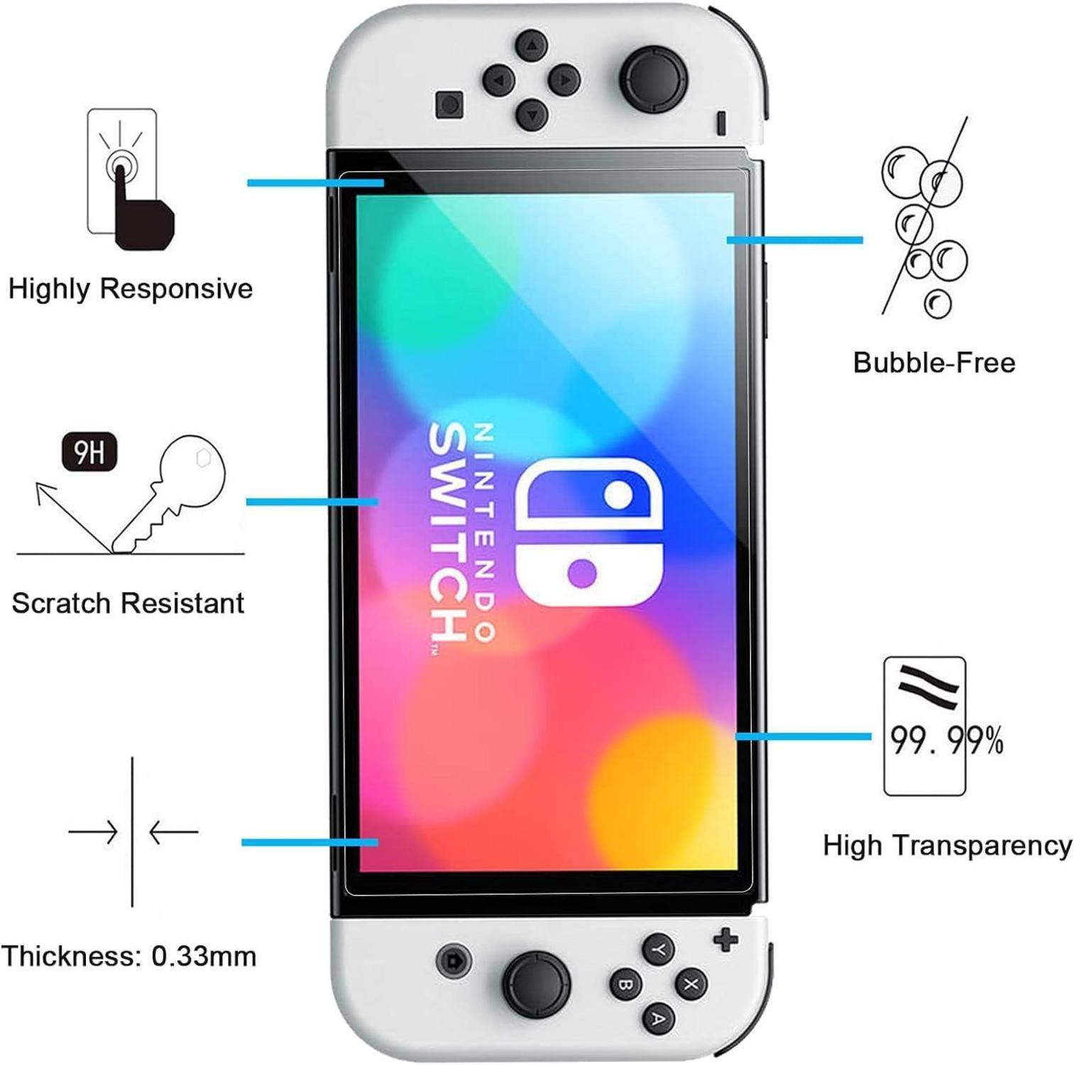 Panzer Schutzglas Nintendo Switch OLED Displayschutzfolie 3er Set