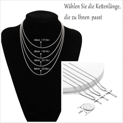 AFSTALR Herren Kreuzkette Silber religiöser Anhänger 45cm Halskette