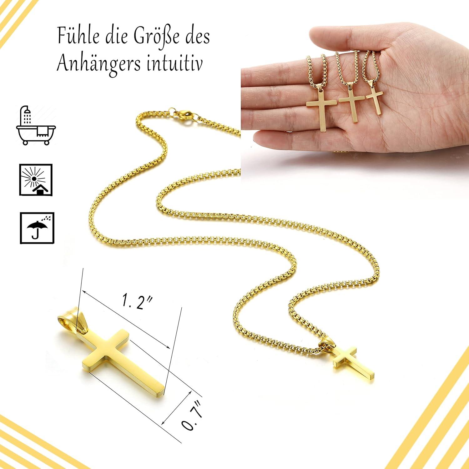 AFSTALR Herren Kreuz Kette Gold Silber Anhänger Christentum