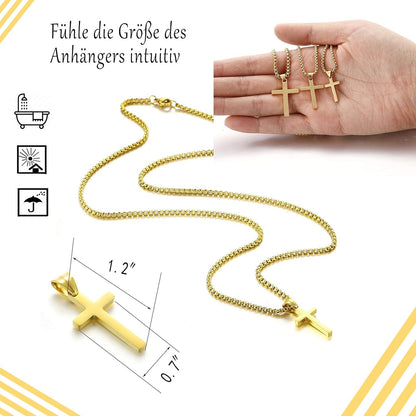 AFSTALR Herren Kreuz Kette Gold Silber Anhänger Christentum