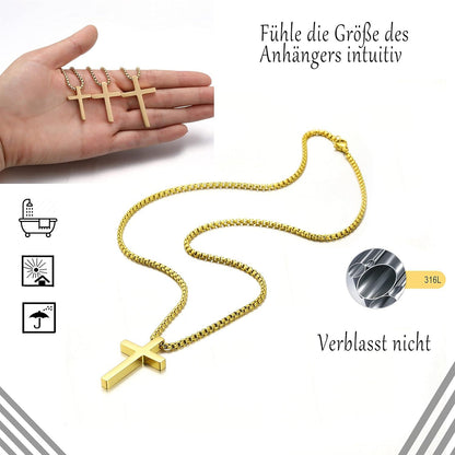 Goldene Kreuzkette Herren Halskette Religiöser Schmuck 50cm