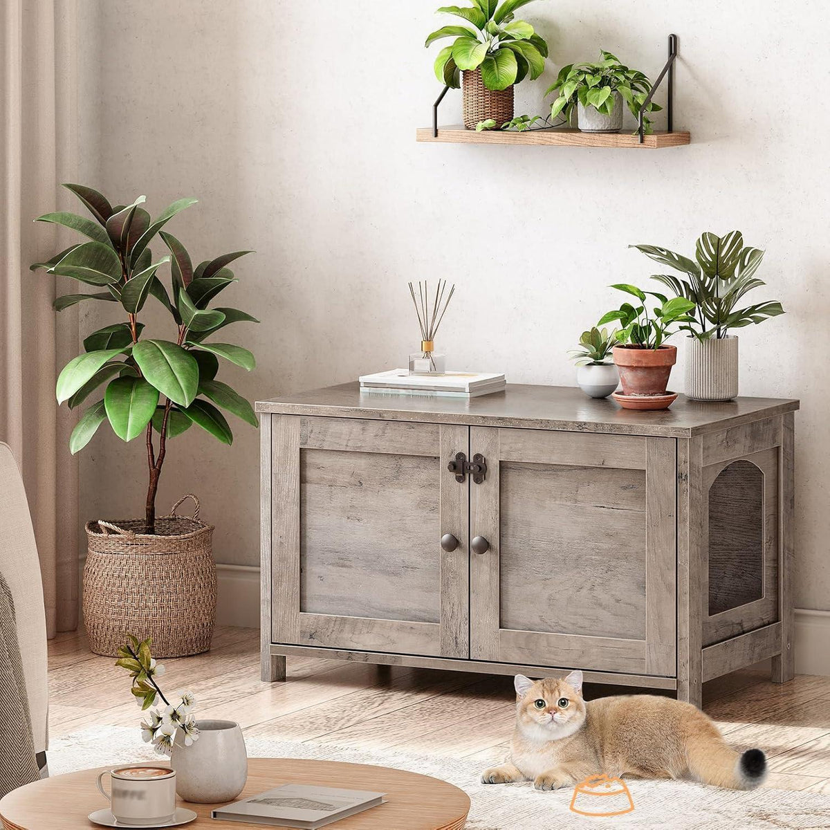 HOOBRO Katzenschrank Greige 80x50,5x54 cm