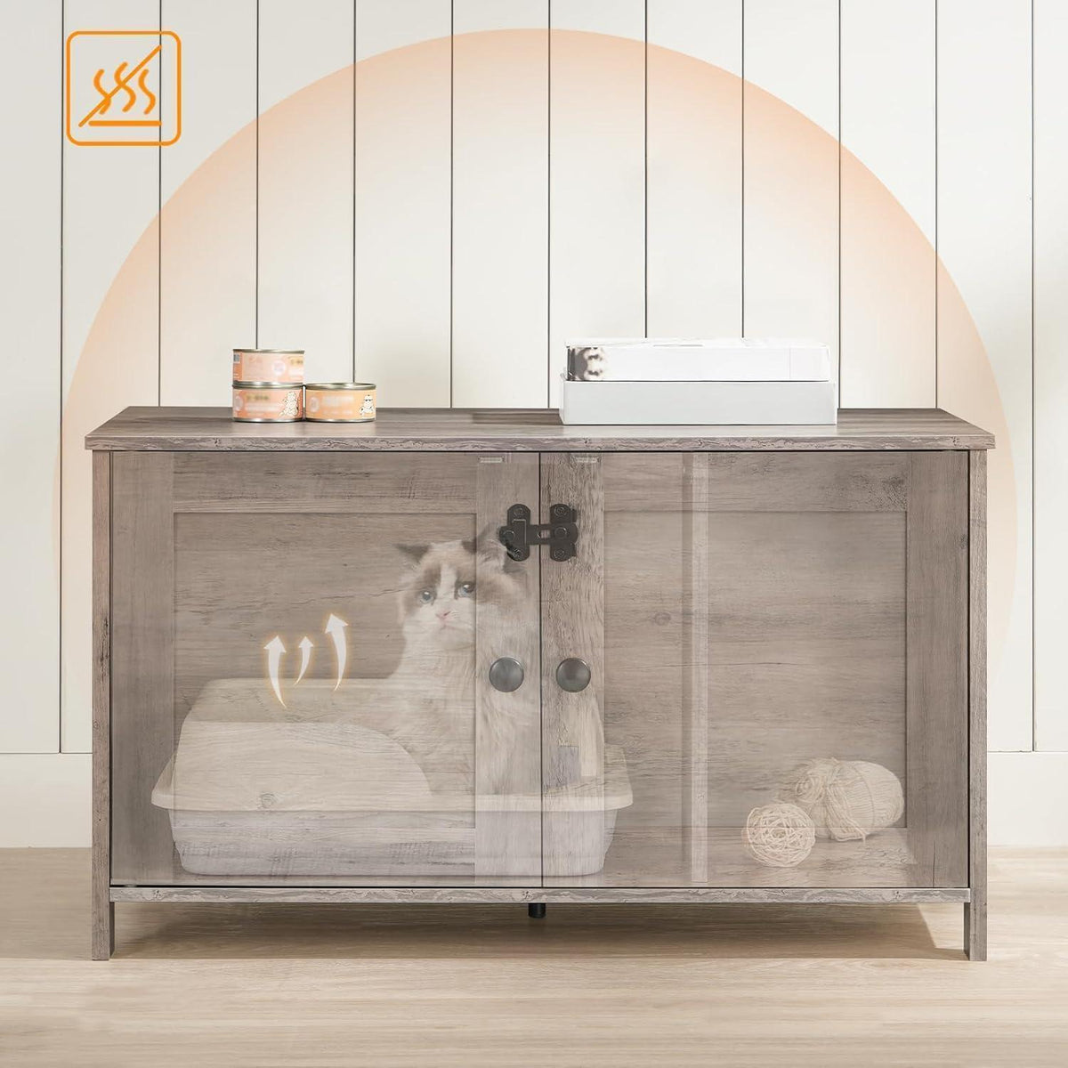 HOOBRO Katzenschrank Greige 80x50,5x54 cm