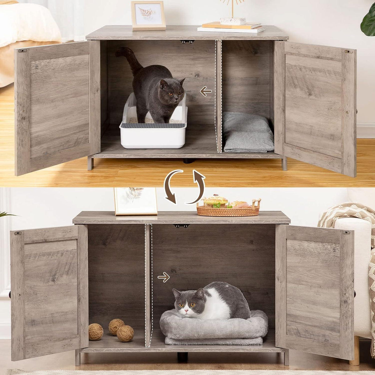 HOOBRO Katzenschrank Greige 80x50,5x54 cm