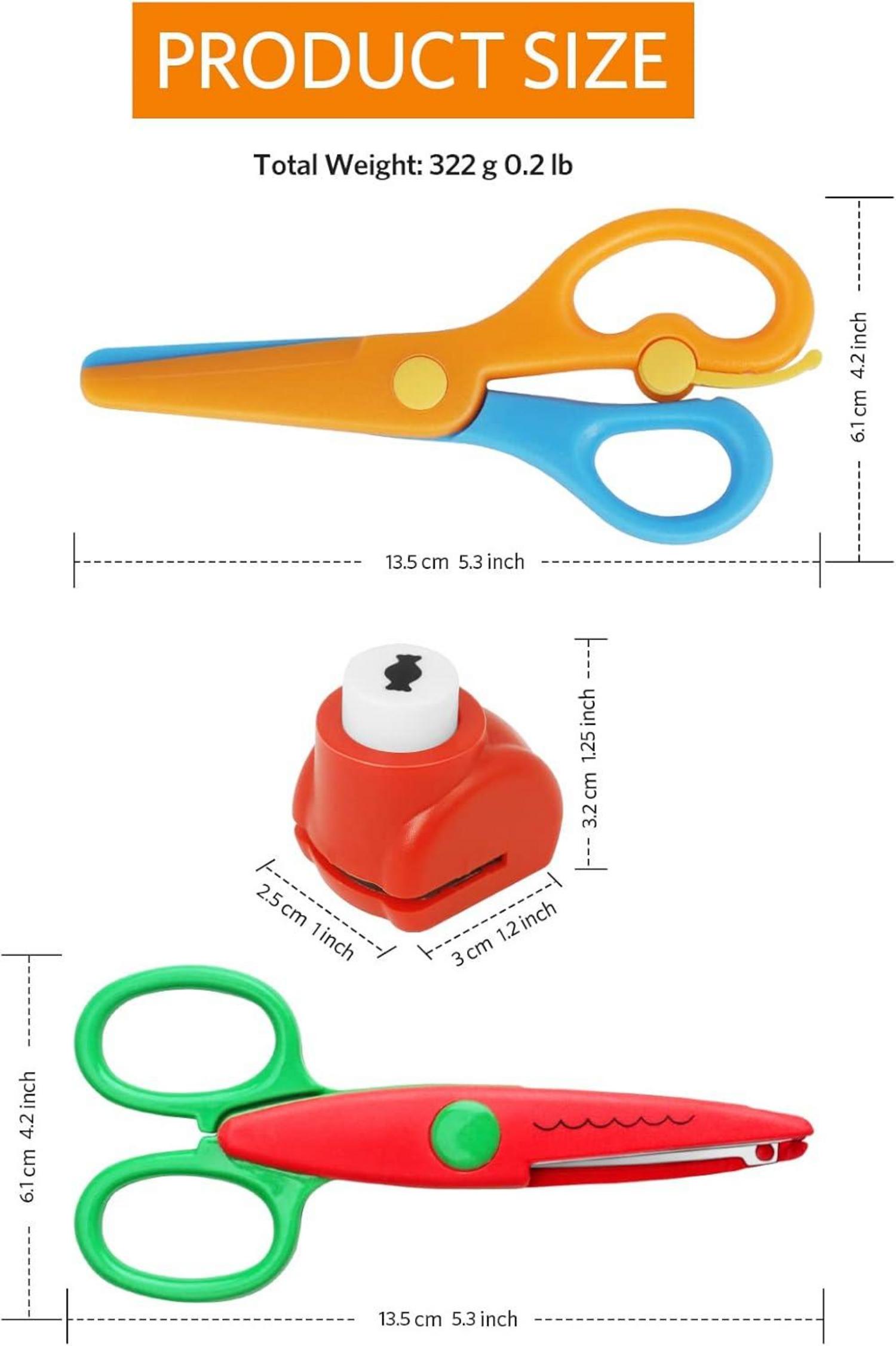 Bastelschere Set für Kinder, 6 Zickzackscheren, 4 Kinderscheren, 6 Papierstanzer