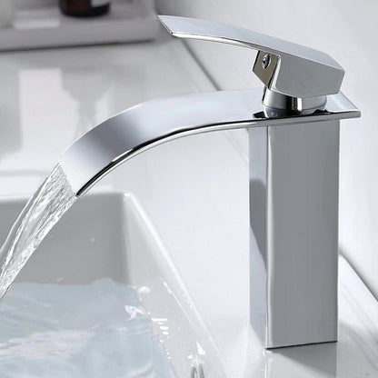 Moderne Waschtischarmatur Wasserfall Messing Verchromt 232mm