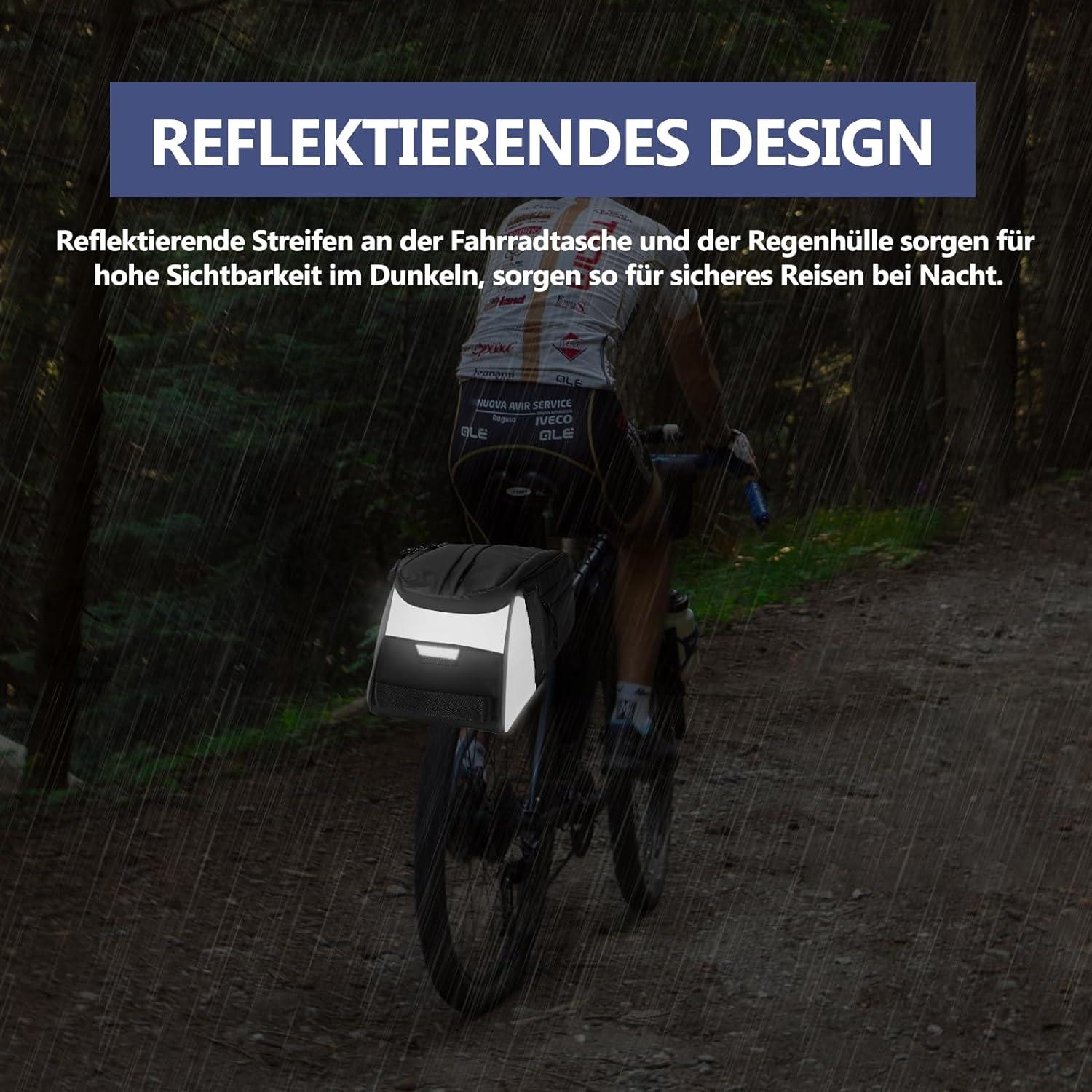 Fahrrad Gepäckträgertasche 8L wasserdicht reflektierend Rucksack