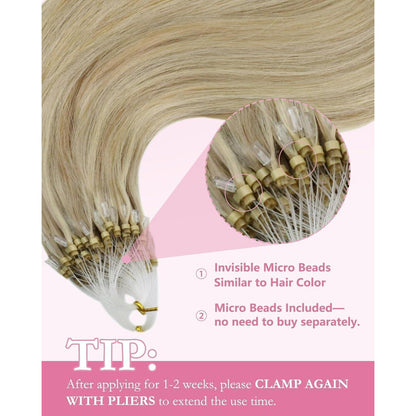 Blond Echthaar Microring Extensions 40cm - #16/22
