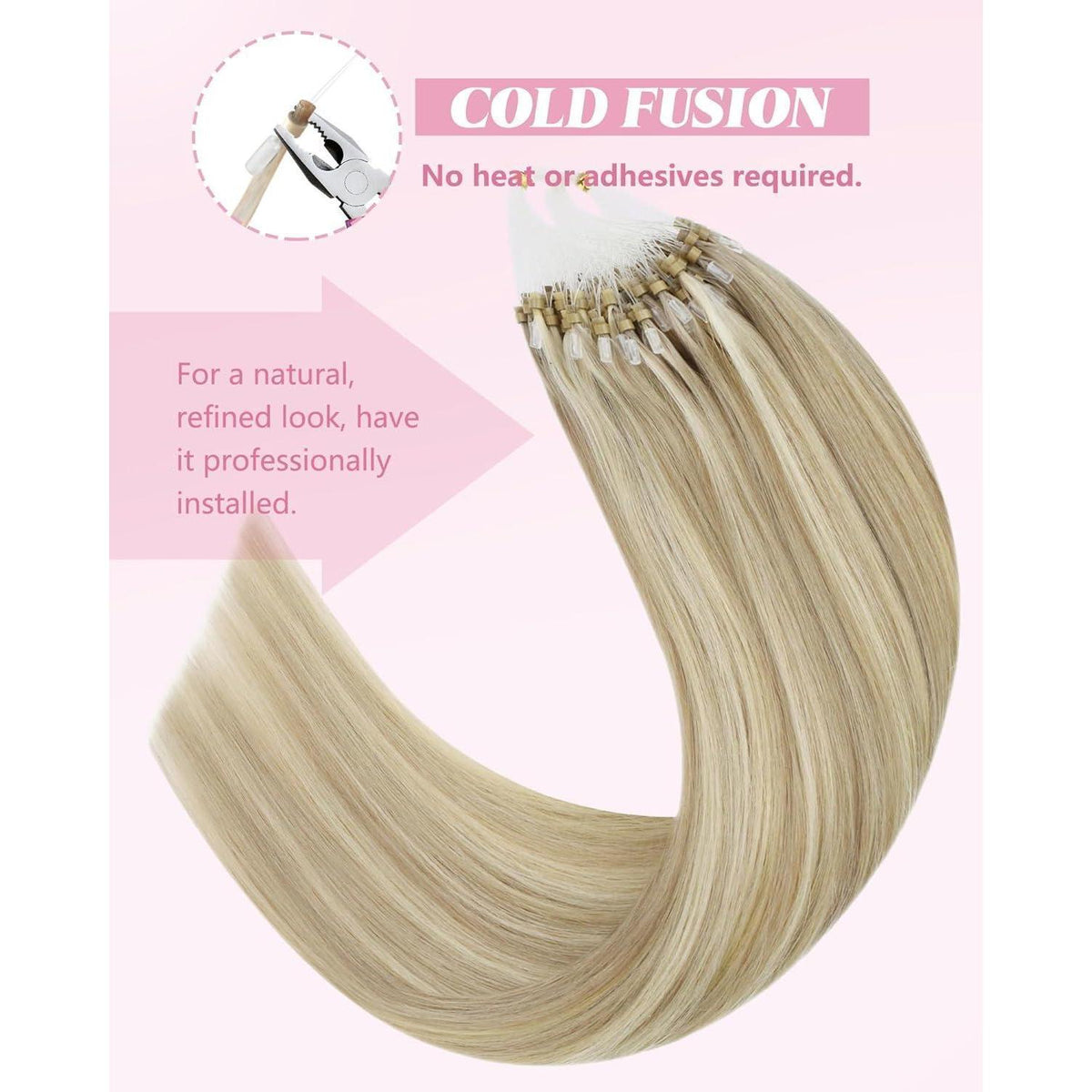 Blond Echthaar Microring Extensions 40cm - #16/22