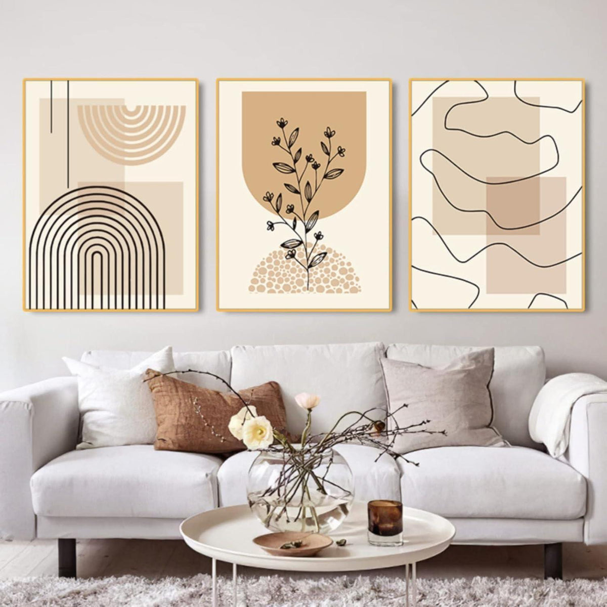 3er Poster Set Beige Modern Boho 50x70cm