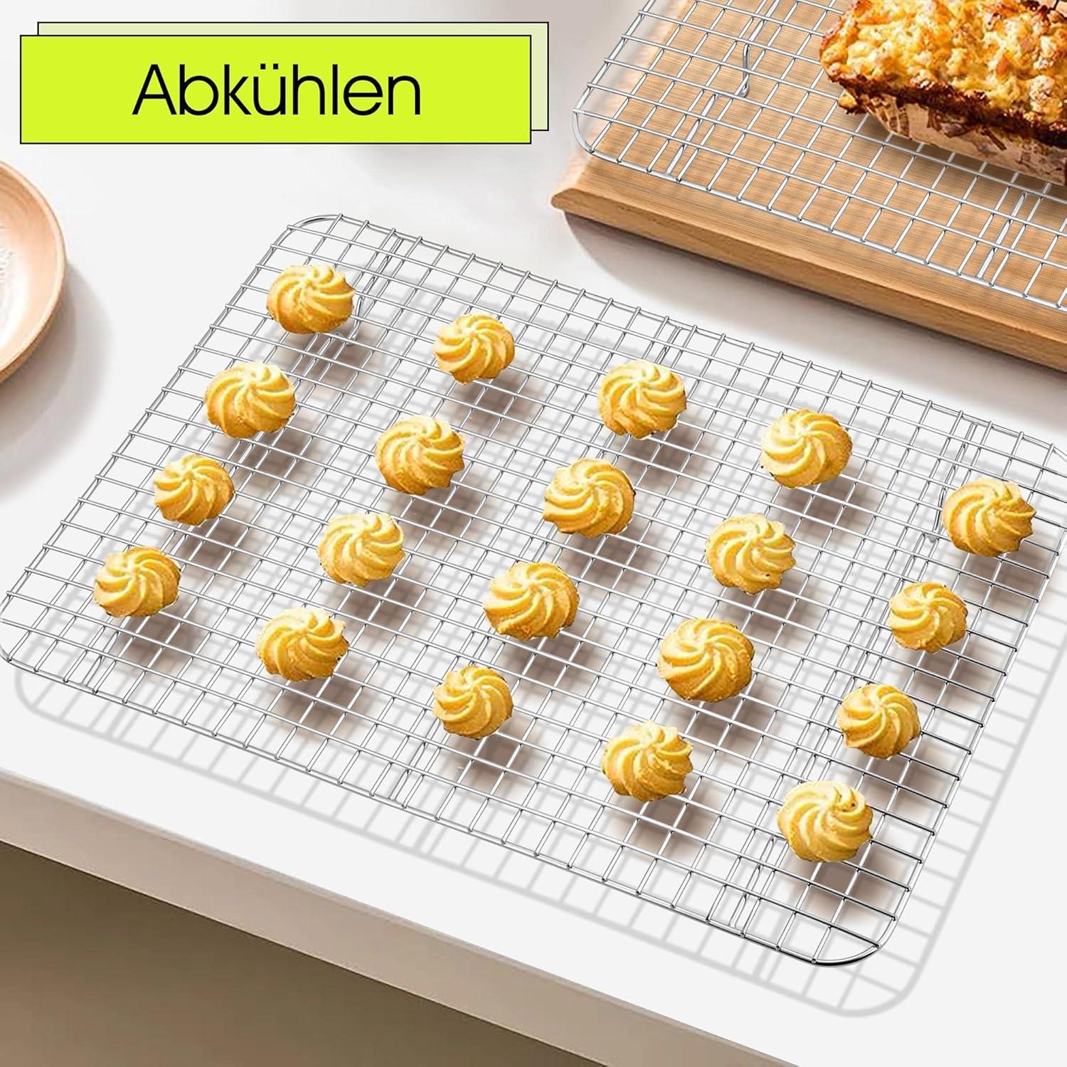 Joyfair Abkühlgitter Edelstahl Kuchengitter 2er Set Groß 42×29cm Rostfrei Spülmaschinenfest