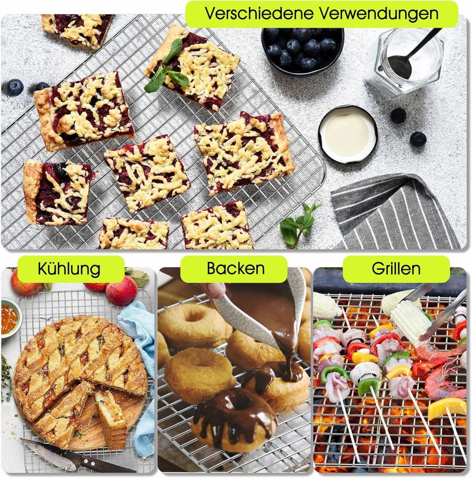 Edelstahl Kuchengitter 2er Set 42x29cm Backgitter Backen Grillen