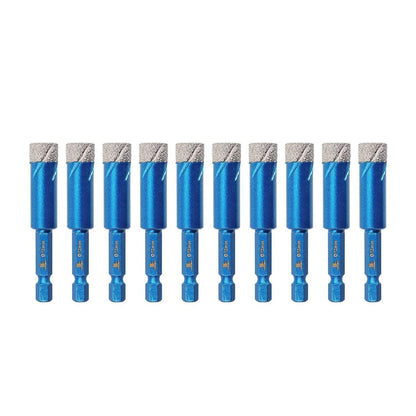 Diamantbohrer Set 10x 12mm Sechskant für Fliesen & Granit
