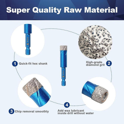 Diamantbohrer Set 10x 12mm Sechskant für Fliesen & Granit