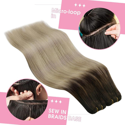 Dunkelbraune Echthaar Tressen 55cm – 100g Weft Extensions
