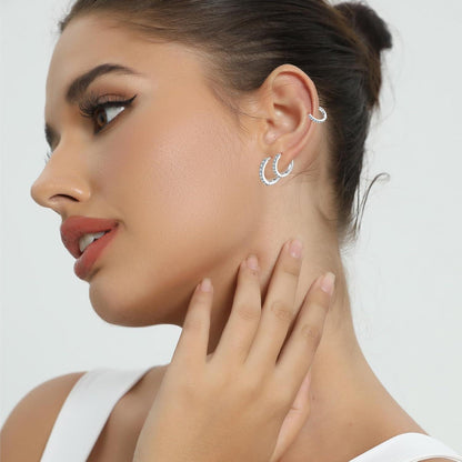 Creolen Silber 925 Set für Damen & Herren – 3 Größen mit Zirkonia