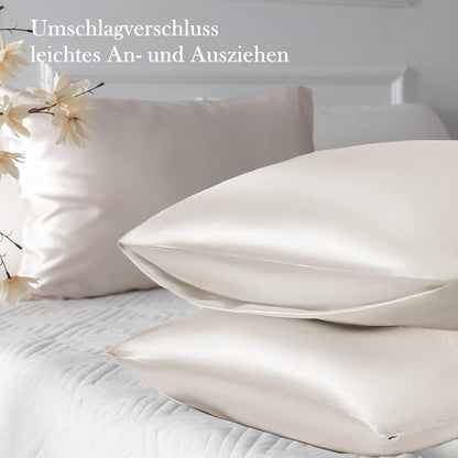 2er Set Satin Kissenbezug Beige 40x80 Haarpflege & Hautpflege