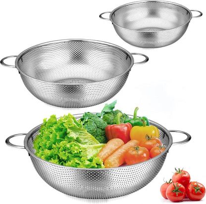 Edelstahl Küchensieb Set Mikroperforiert 3er 16/22/28cm