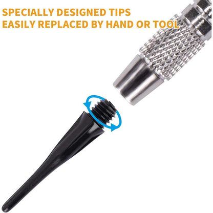 500 Stück WIN.MAX Dartspitzen 2BA Schwarz Plastik softdart Spitzen