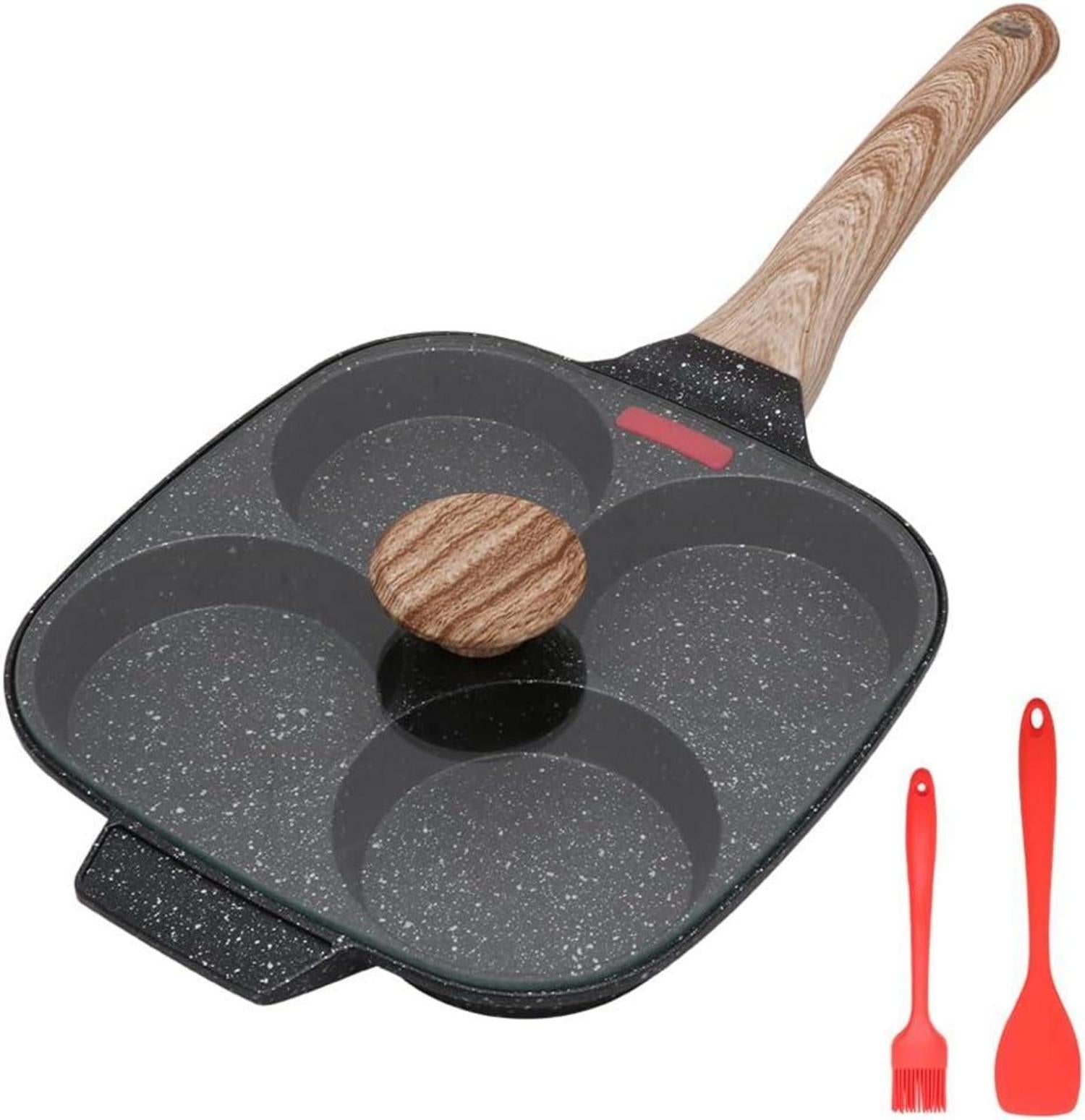 Antihaft Spiegeleipfanne mit Deckel 21 cm, 4-Loch Augenpfanne