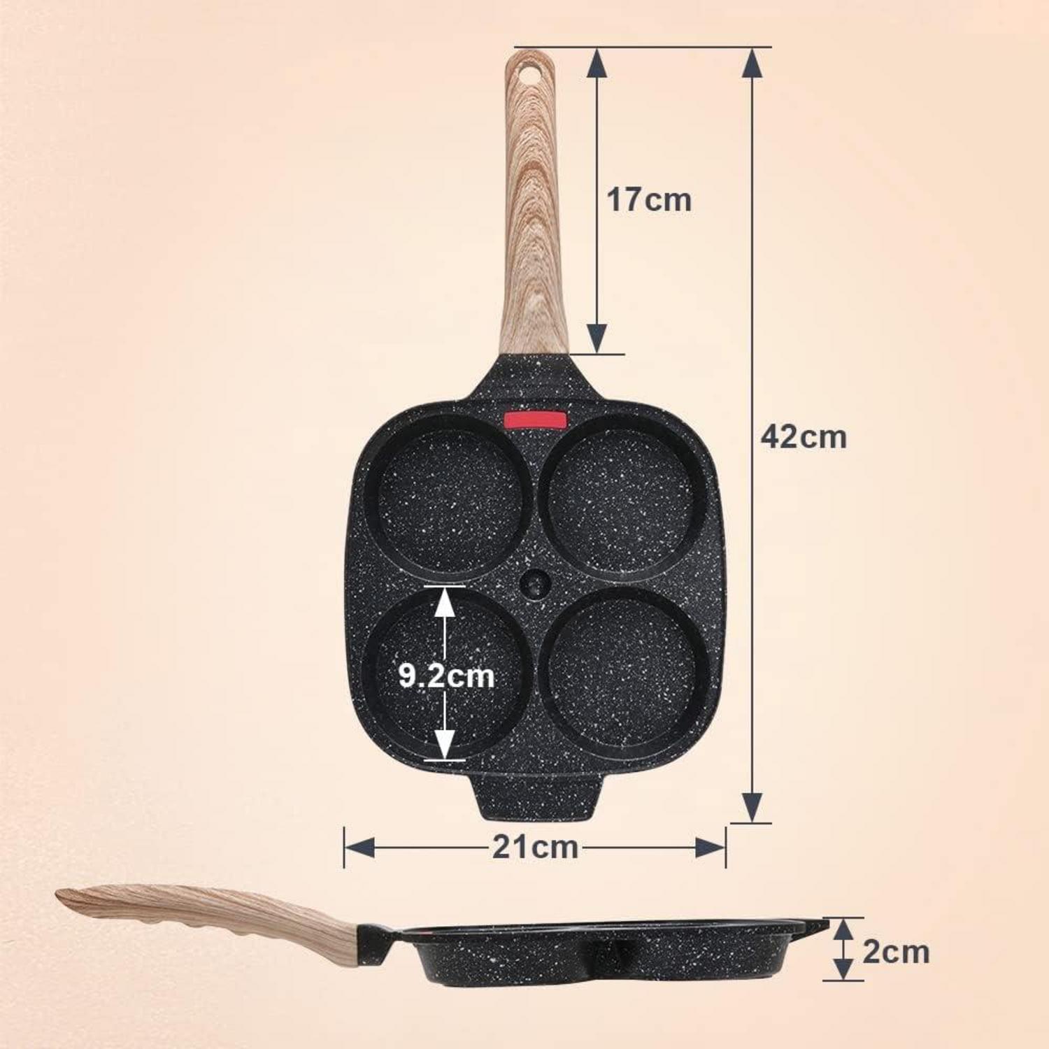 Spiegeleipfanne 21 cm mit Deckel Antihaft-Pancake Pfanne 4 Loch