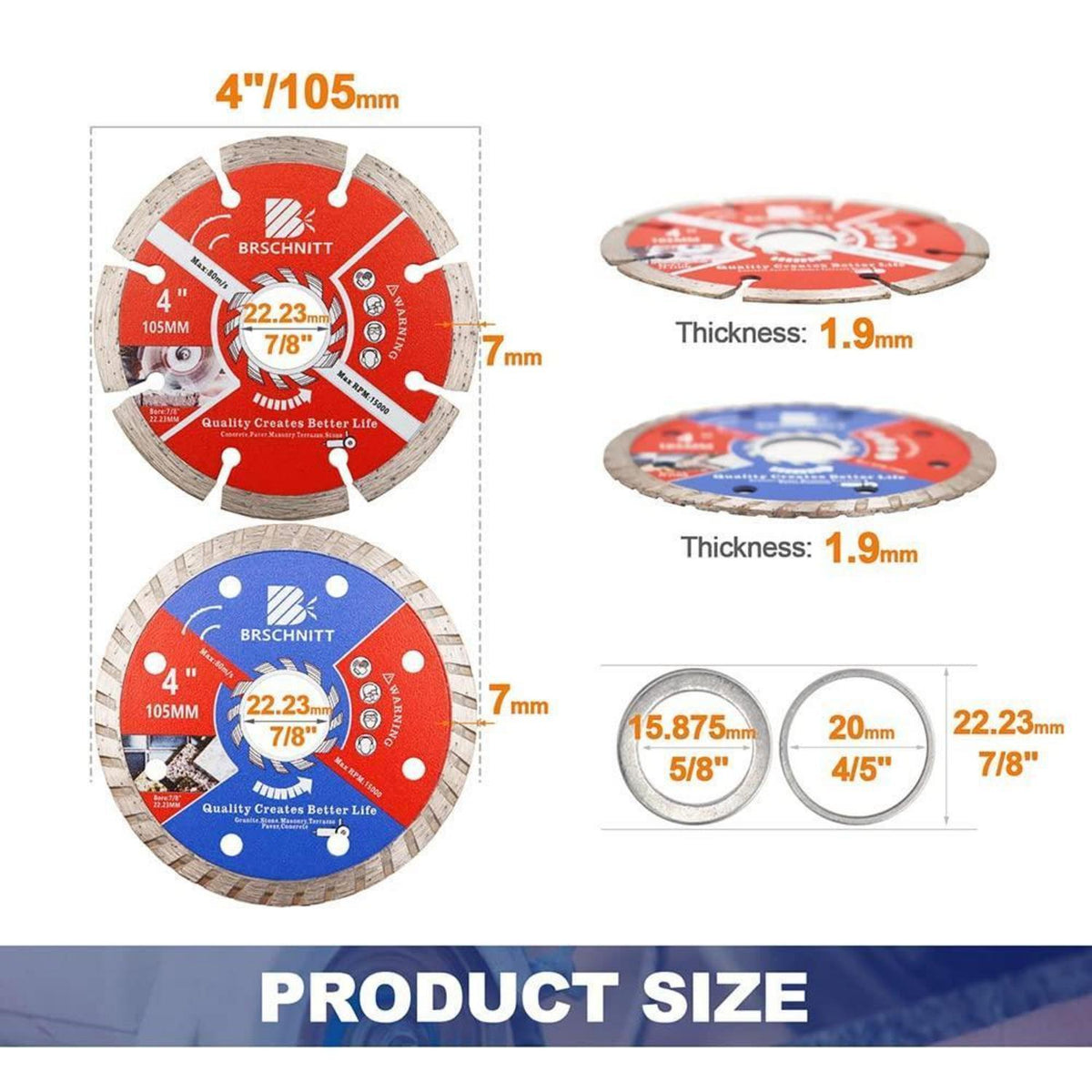 Diamant Trennscheibe 105mm 20er Pack für Stein & Fliesen