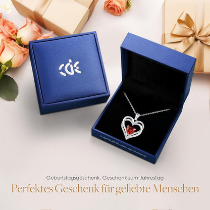 Damen Halskette Herz mit Geburtsstein 925 Sterling Silber