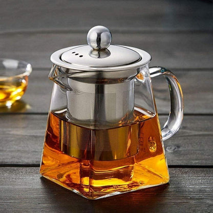 550ml Teekanne Glas Teebereiter mit Sieb und Deckel, Hitzebeständig